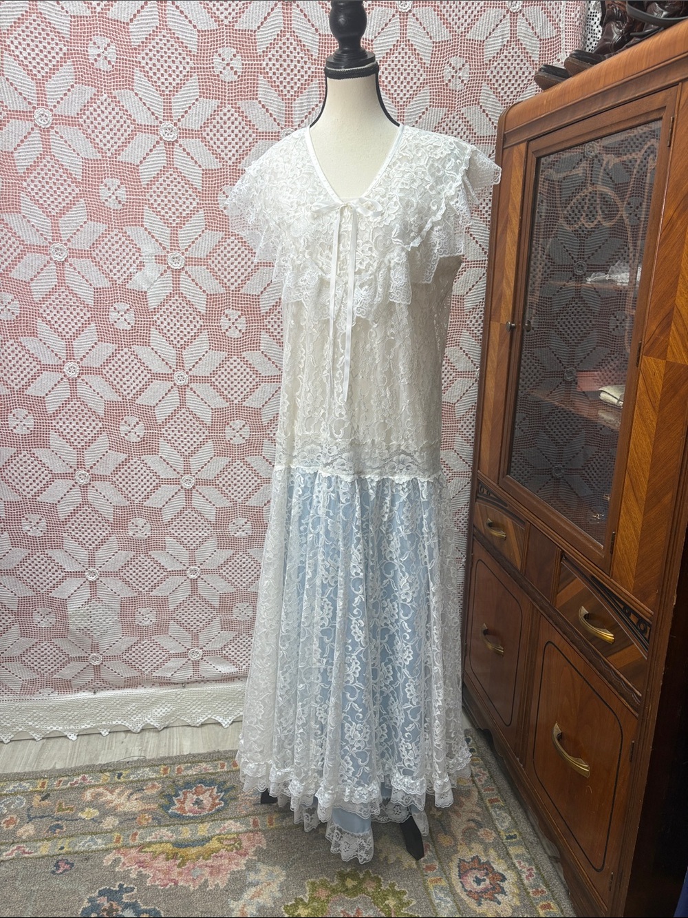 Vintage Nu-Mode Lace Slip Dress Sz 13/14